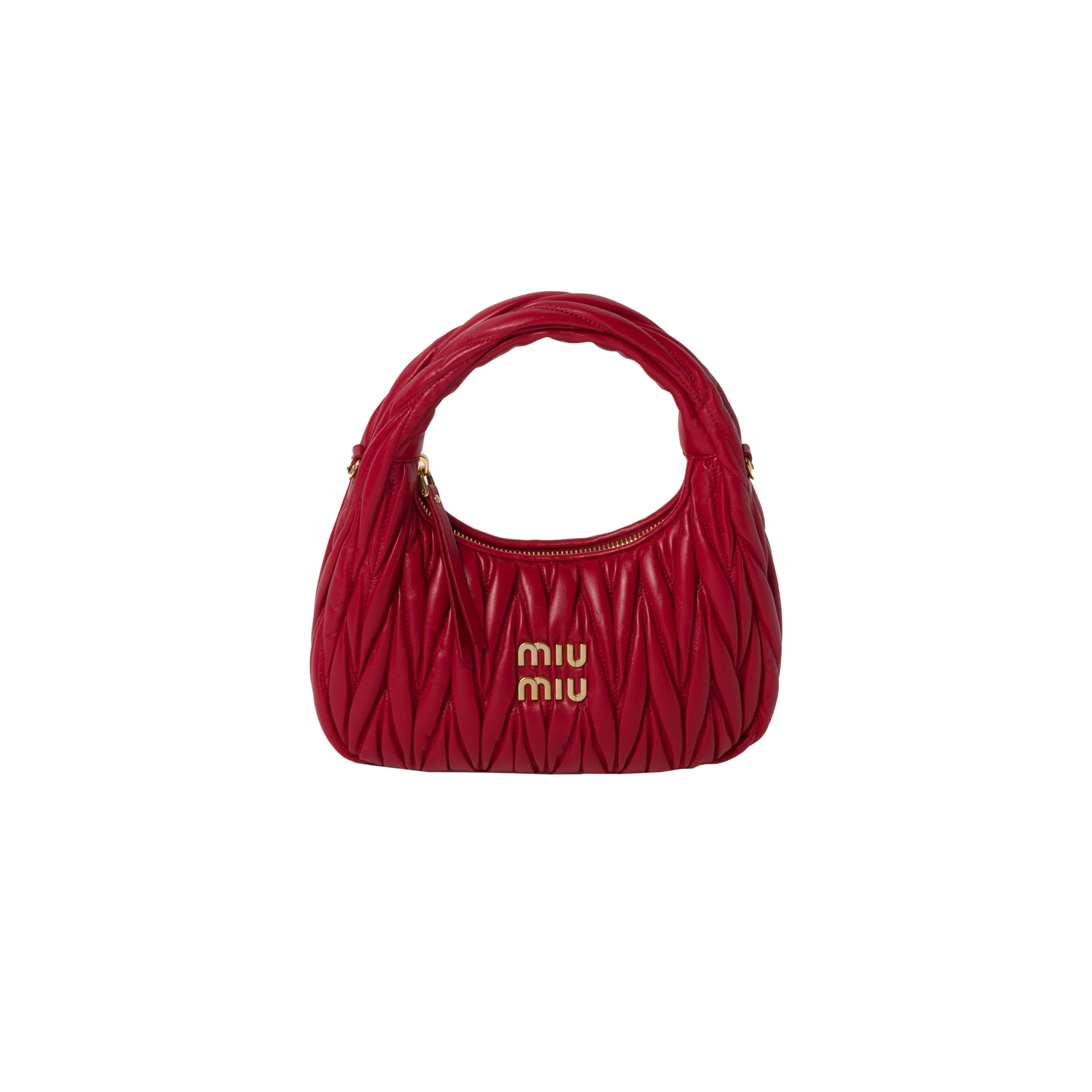 MIU MIU WANDER MATELASSÉ NAPPA LEATHER HOBO BAG 5BC125 (20*17*6cm)